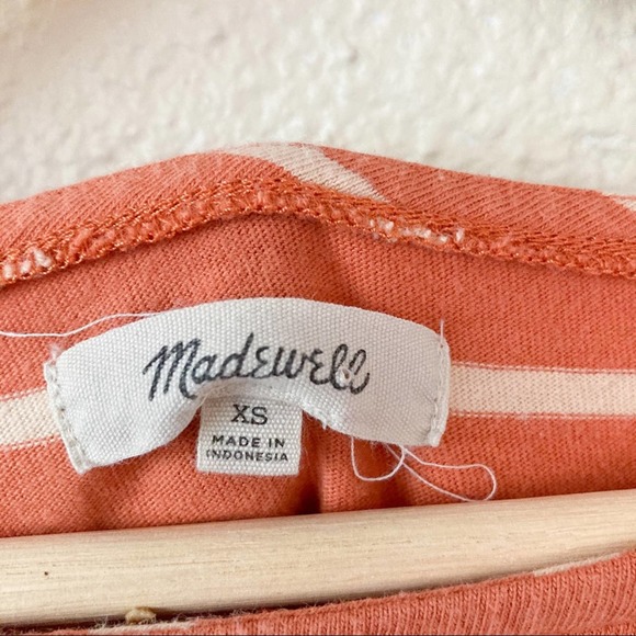 Madewell Striped Boatneck Size Top X Small Coral - Picture 3 of 13